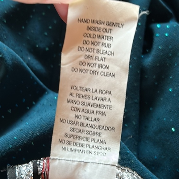 Vintage 90s Y2K Prom Elegant Sparkly Teal Halter Long Maxi Dress / Women’s Sz M - Picture 8 of 8